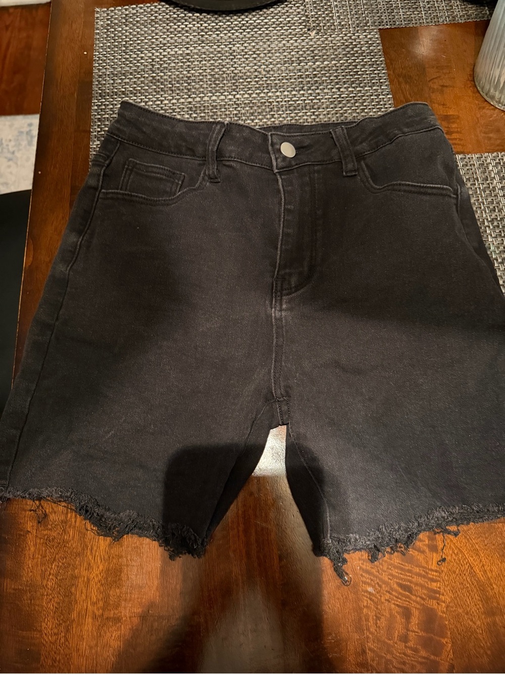 Black High-Rise Frayed Hem Women's Shorts
